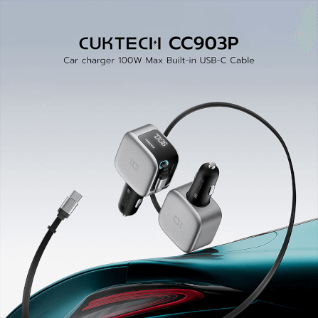 หัวชาร์จในรถ CUKTECH CC903P CAR CHARGER 100W MAX สีดำ พร้อมสายชาร์จ USB-C ในตัว จ่ายไฟได้ 90W_1